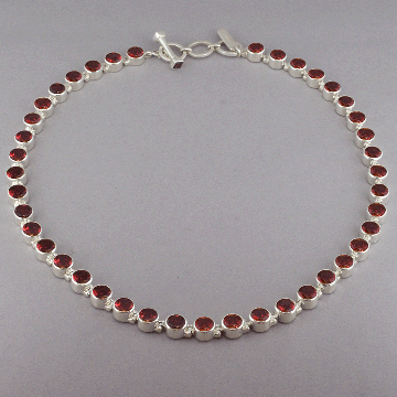 Roman Art Red Garnet Necklace 24k Gold Vermeil Sterling Silver Fine Tu